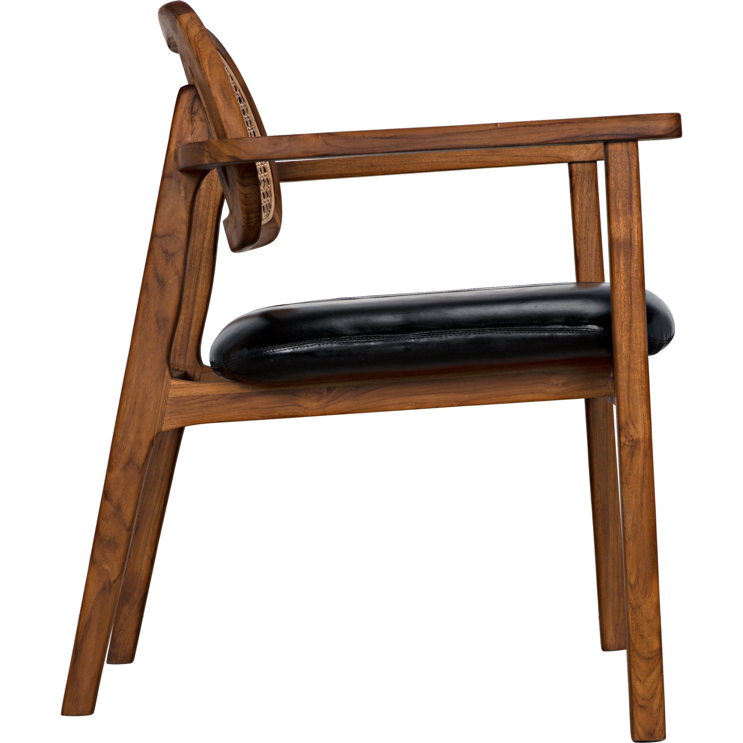 006 SI-1957039 | Additional Silo | Tolka Chair by Noir in clear coat flat teak. Made from teak, leather, and caning in a cottage & farmhouse style.