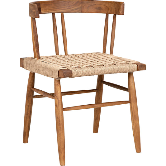 Knox Chair by Noir in clear coat flat teak. Made from teak and rope in a cottage & farmhouse style.