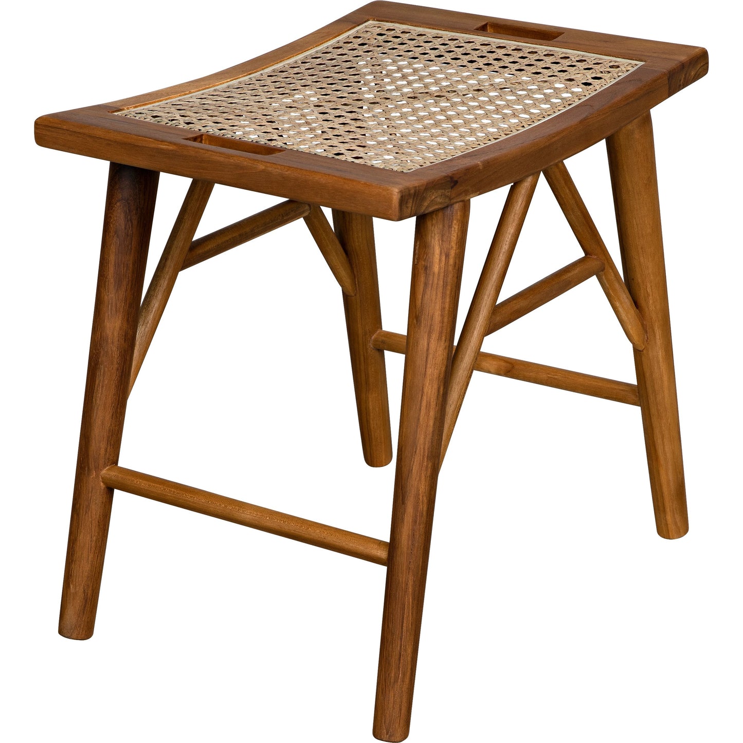 005 SI-1956958 | Additional Silo | Murphy Stool by Noir in clear coat flat teak. Made from teak and caning in a cottage & farmhouse style.
