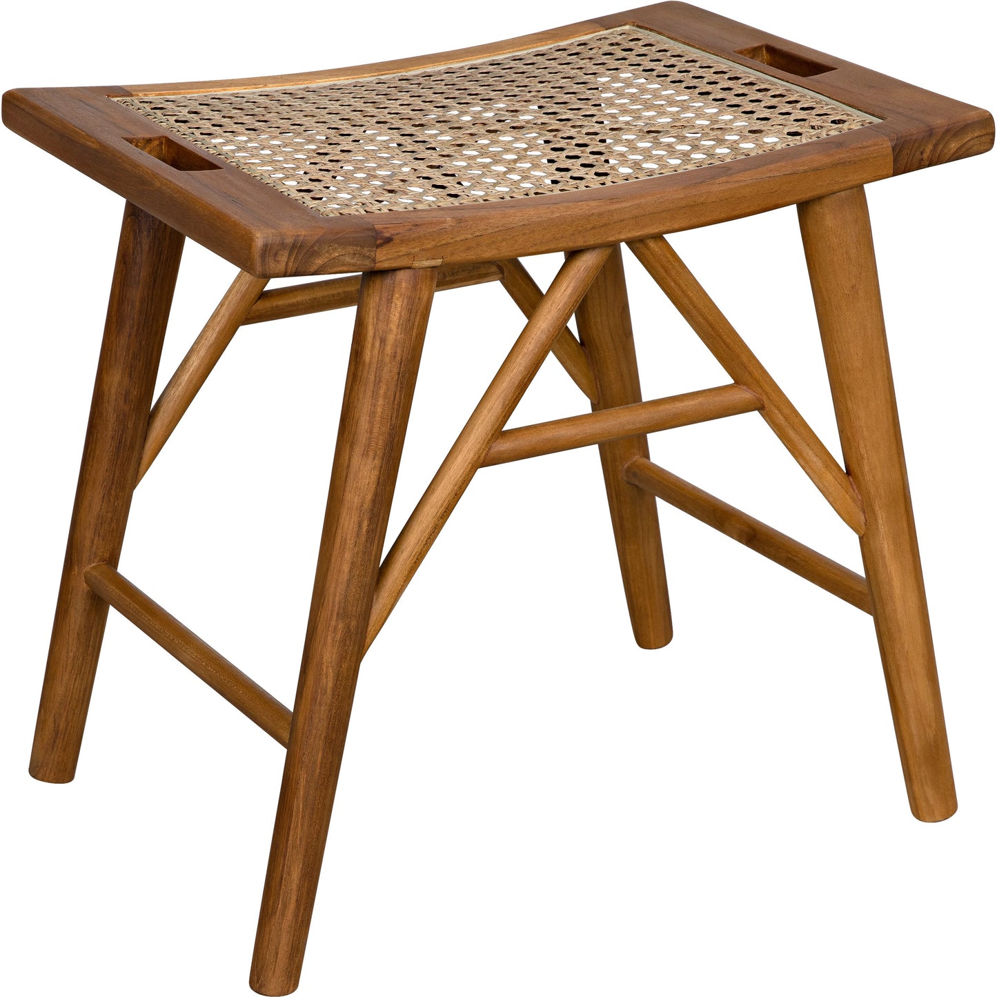 001 SI-1956958 | Additional Silo | Murphy Stool by Noir in clear coat flat teak. Made from teak and caning in a cottage & farmhouse style.