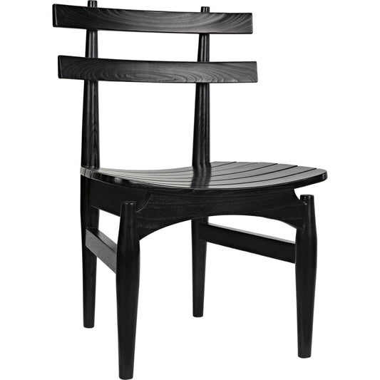 Azumi Chair by Noir in charcoal black. Made from sungkai wood in a eclectic & global style.