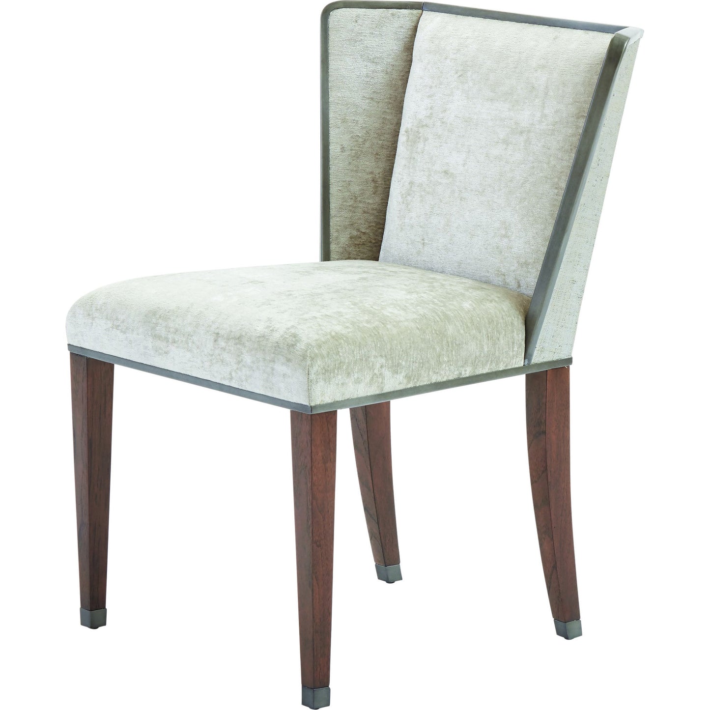 001 SR-700749 | Additional Silo | Argento Chair by Global Views in pewter. Made from acacia, beech, raffia, steel, velvet in a transitional style.