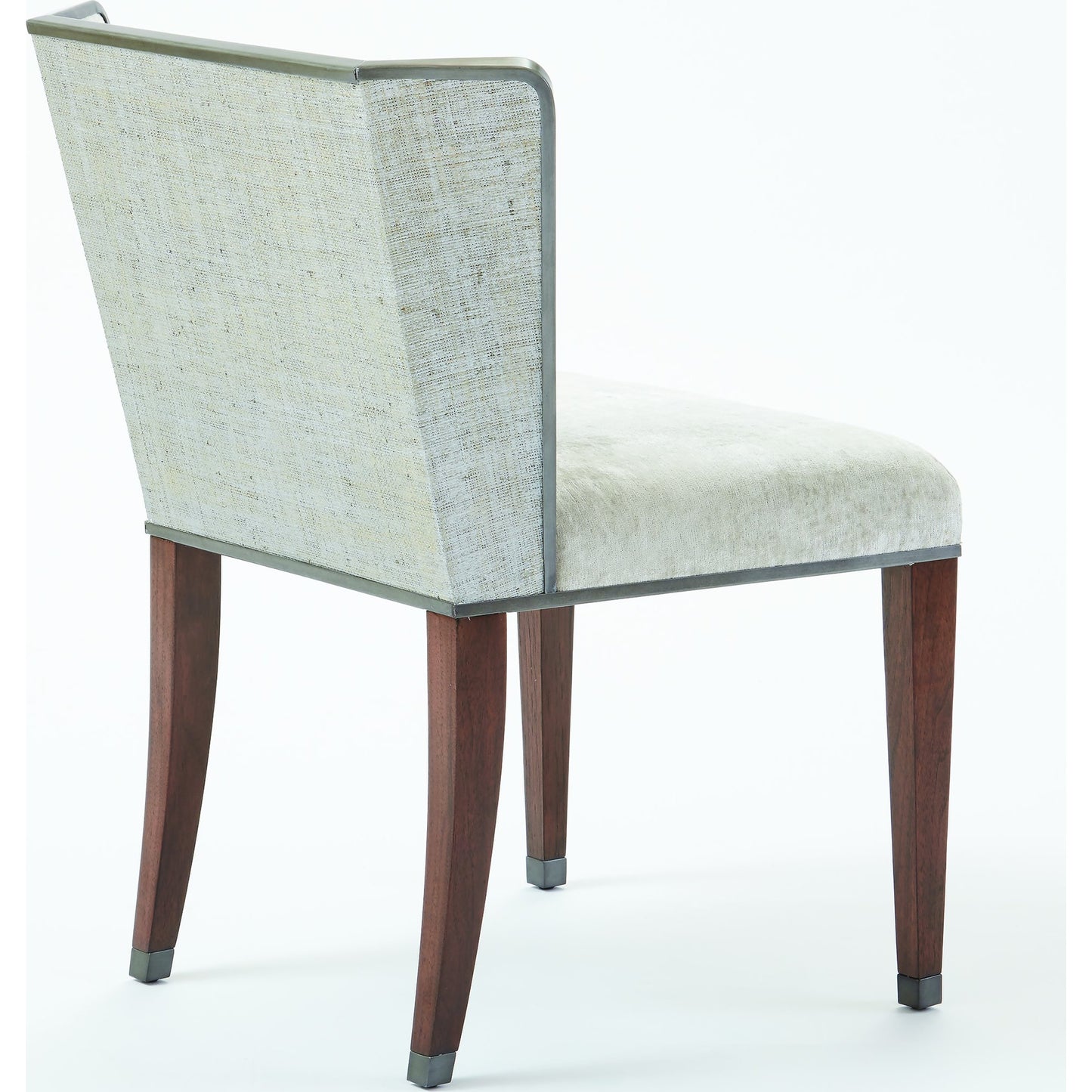 002 SR-700749 | Additional Silo | Argento Chair by Global Views in pewter. Made from acacia, beech, raffia, steel, velvet in a transitional style.