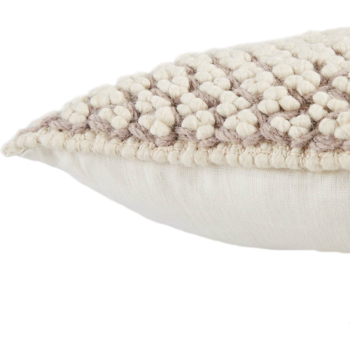 006 SR-861468,SR-861470 | Closeup | Angora AGO02 Pillow by Jaipur Living. Made from 55% wool 35% polyester 10% linen in a rustic style.