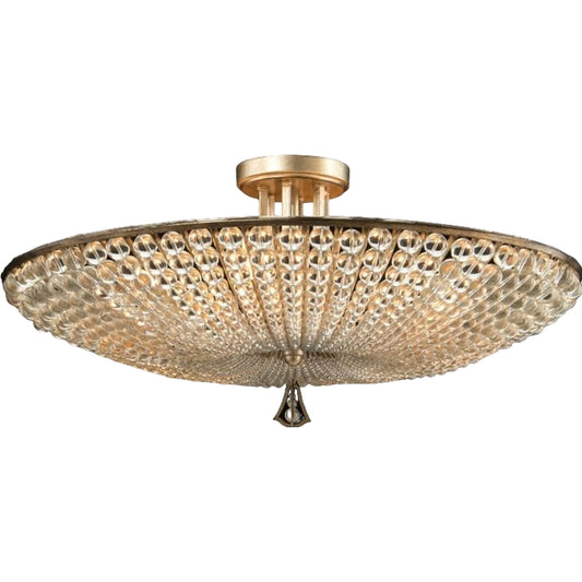 Beaded Crystal Six-Light Semiflush by John-Richard in silver. Made from crystal in a transitional style.