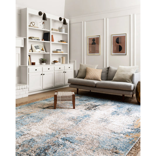 Alchemy ALC-05 Rug by Loloi in denim, ivory. Made from high pile: 100% polypropylene, short pile: 100% polyester in a unique style.