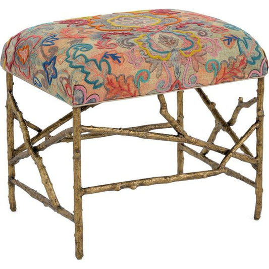 Branch Ottoman by John-Richard in silver and silver. Made from geometric in a eclectic & global style.