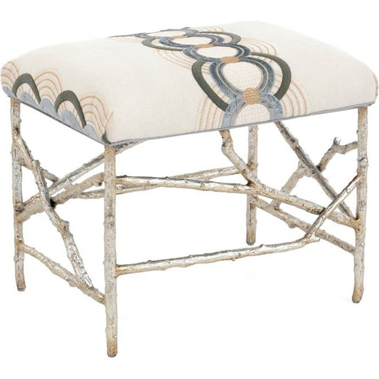 Branch Ottoman by John-Richard in silver and silver. Made from geometric in a eclectic & global style.