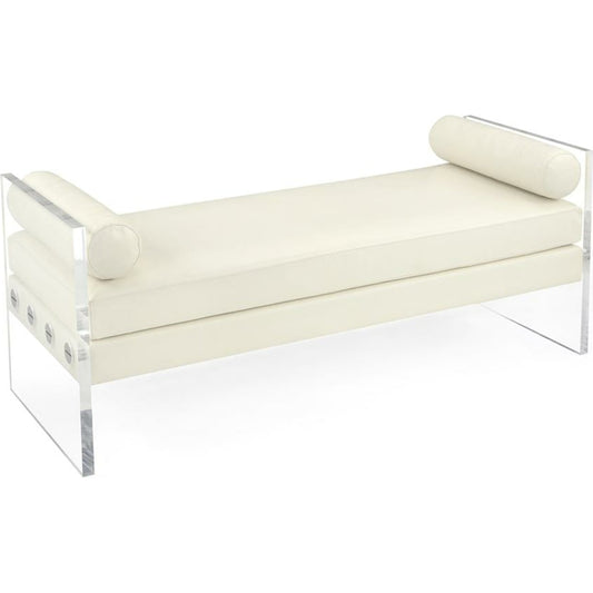 New Park Bench by John-Richard in stainless steel, white. Made from leather, steel in a modern style.