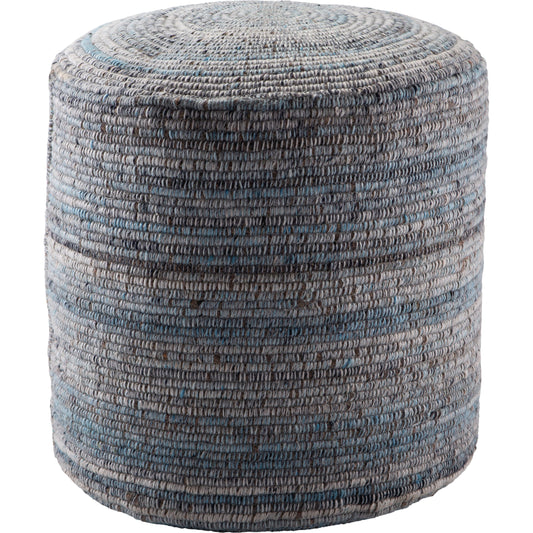 Amarillo AMR01 Pouf by Jaipur Living in light blue, gray. Made from 60% polyester, 40% wool in a eclectic & global style.