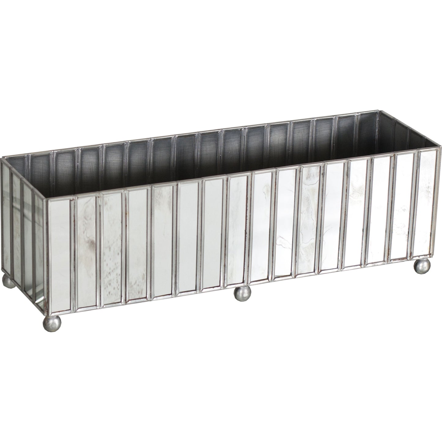 001 S-316026 | Primary Silo | Amtfac Rect Facet Antique Mirror Planter by Worlds Away in mirror and mirror. Made from metal, glass in a transitional style.