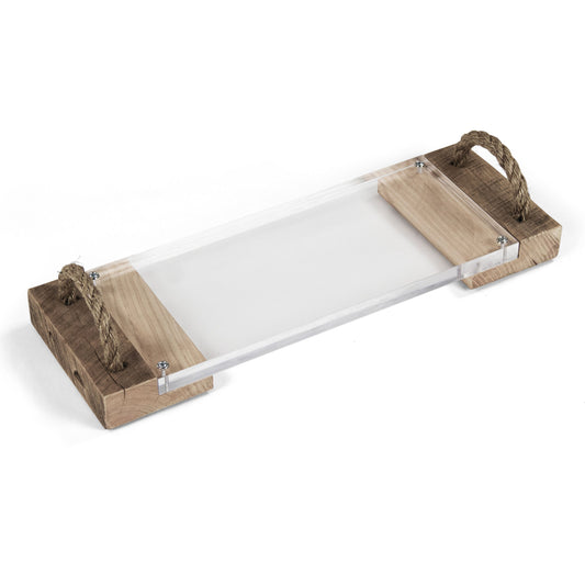 Matthew Acrylic Serving Board by Zentique in natural and acrylic, wood. Made from acrylic, wood in a rustic style.
