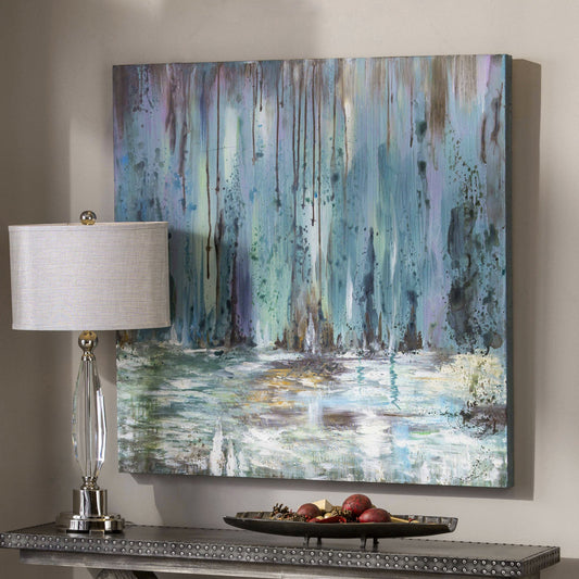 Blue Waterfall Art by Uttermost in multi and blue. Made from wood, canvas in a modern style.