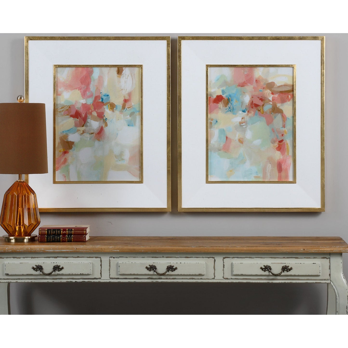 002 S-254132 | Lifestyle | A Touch of Blush and Rosewood Fences Art (Set of 2) by Uttermost in multi. Made from fir in a modern style.