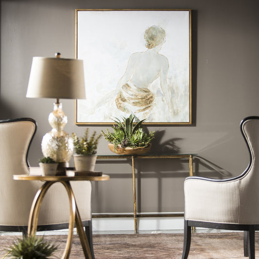 Gold Highlights Feminine Art by Uttermost in multi and gold. Made from pine, canvas, acrylic in a transitional style.