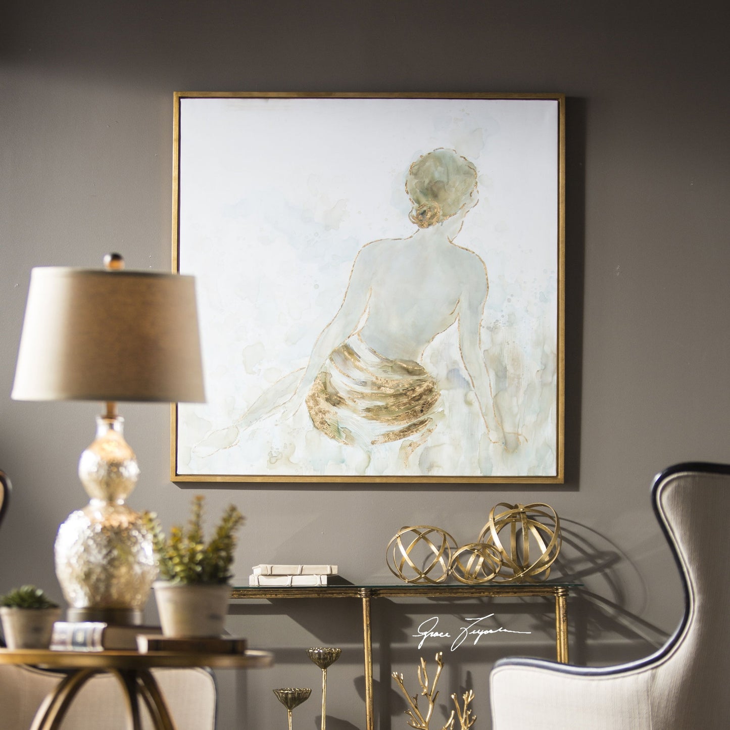 002 S-254071 | Additional Silo | Gold Highlights Feminine Art by Uttermost in multi and gold. Made from pine, canvas, acrylic in a transitional style.