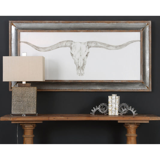 Western Skull Mount Print by Uttermost in multi. Made from mdf, clear glass, fir, galvanize in a modern style.