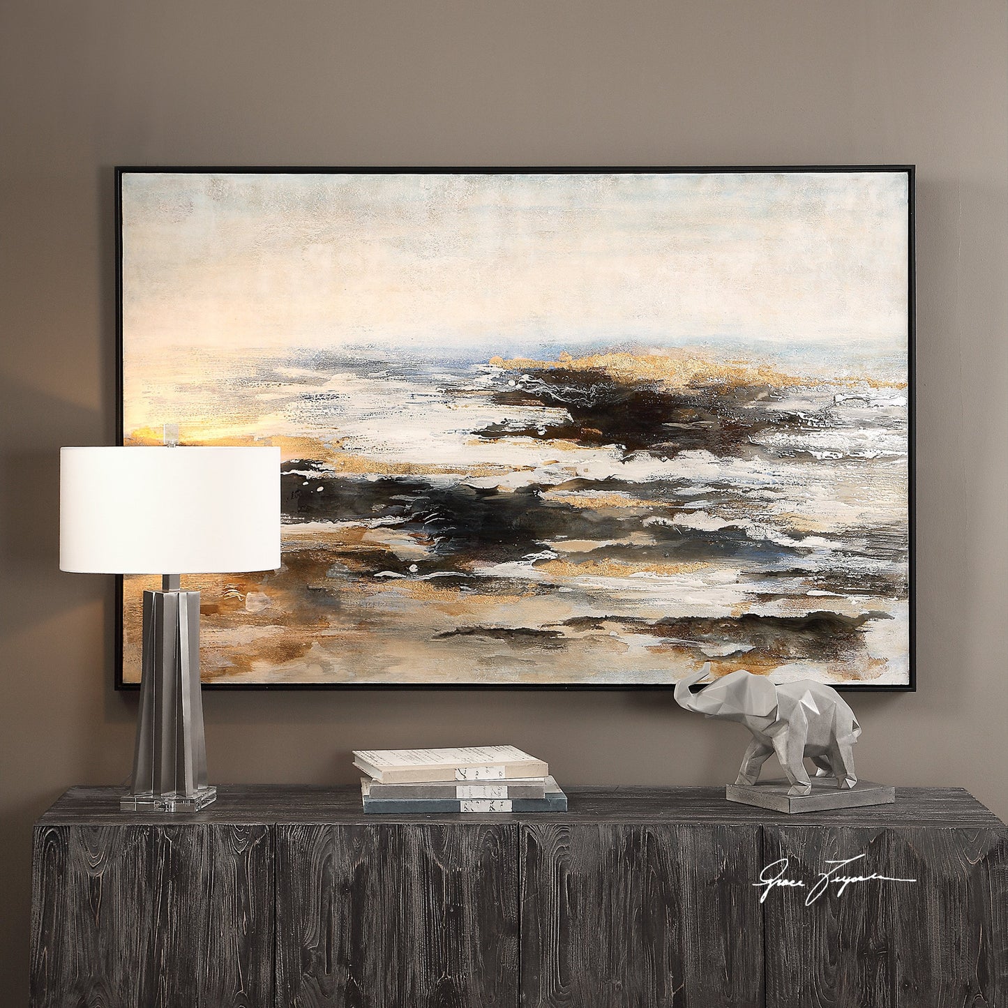 005 S-329144 | Lifestyle | Aftermath Abstract Art by Uttermost in multi. Made from pine, canvas, acrylic in a modern style.
