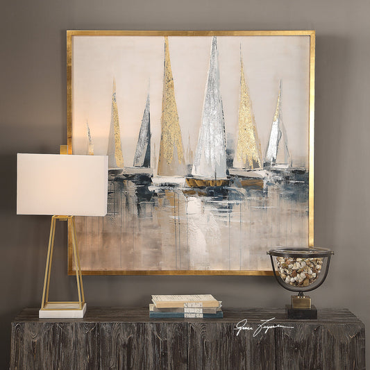 Regatta Nautical Art by Uttermost in multi. Made from pine, canvas, acrylic in a coastal style.
