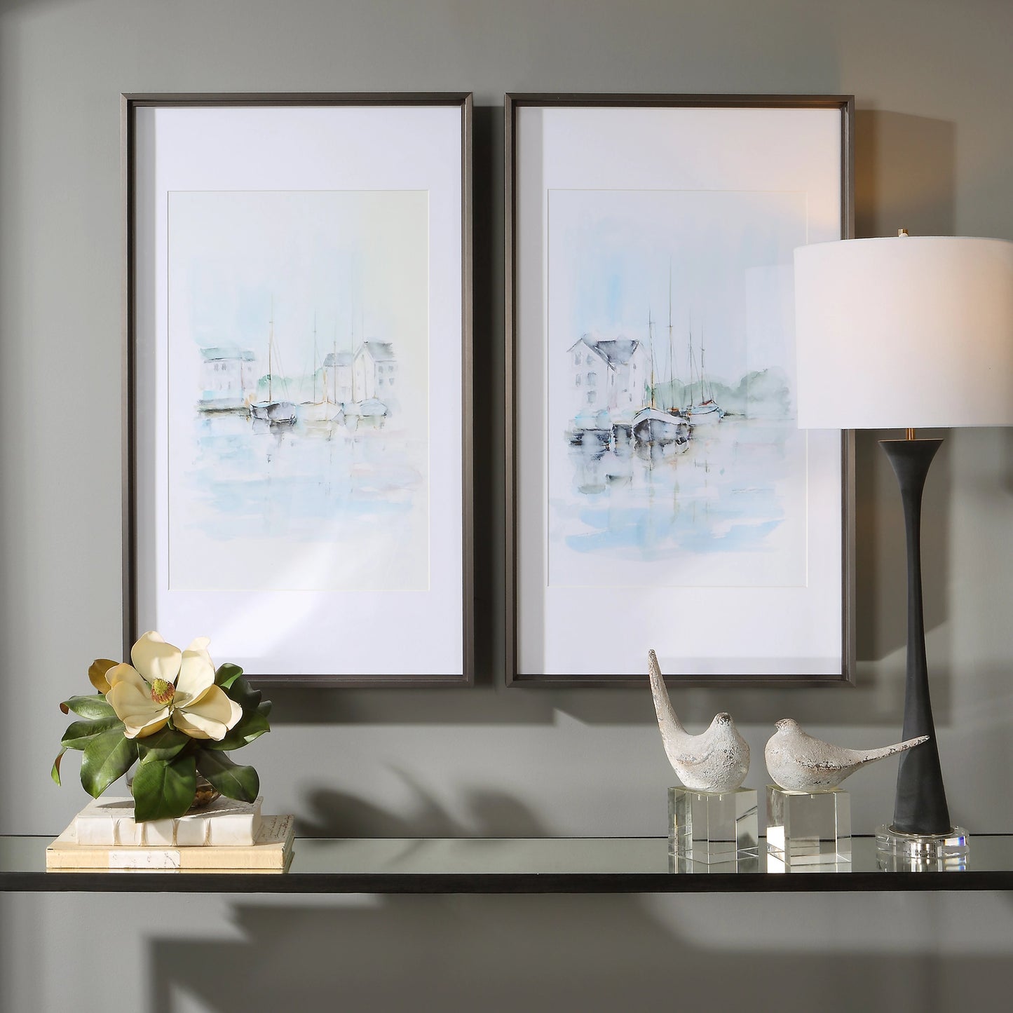 008 SI-1754831 | Lifestyle | New England Port by Uttermost in multi. Made from stainless steel, mdf, glass, paper in a transitional style.
