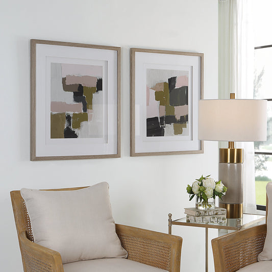 Color Block Framed Prints by Uttermost in multi. Made from pine, glass, mdf, veneer, paper in a modern style.