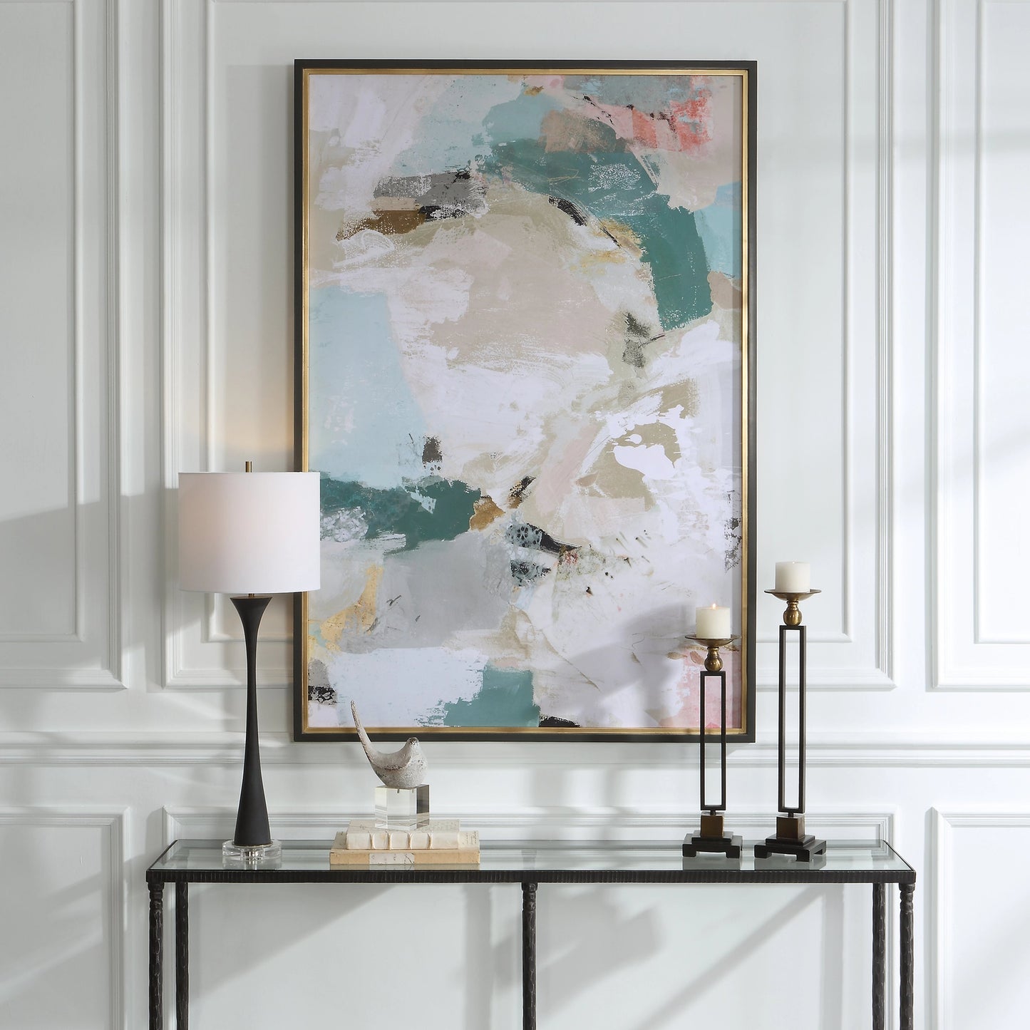 004 SI-1981484 | Lifestyle | Perfect Storm Framed Print by Uttermost in multi and espresso, gold leaf. Made from pine, mdf, paper in a modern style.
