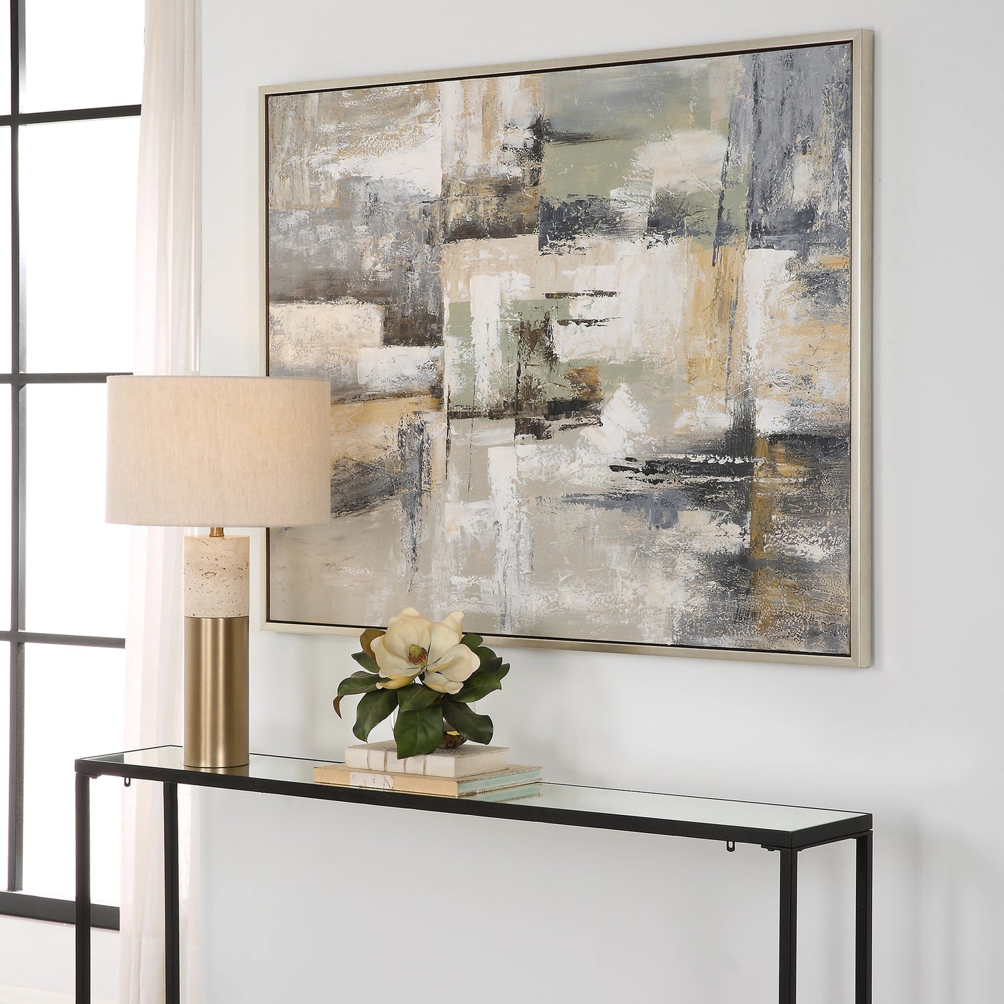 008 SI-1981455 | Lifestyle | Intuition Hand Painted Art by Uttermost in multi and light pine. Made from canvas, pine wood, acrylic in a modern style.