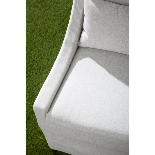 Adele Slipcover Dining Chair by Essentials For Living in gray, blanca. Made from solid teak, fabric in a transitional style.