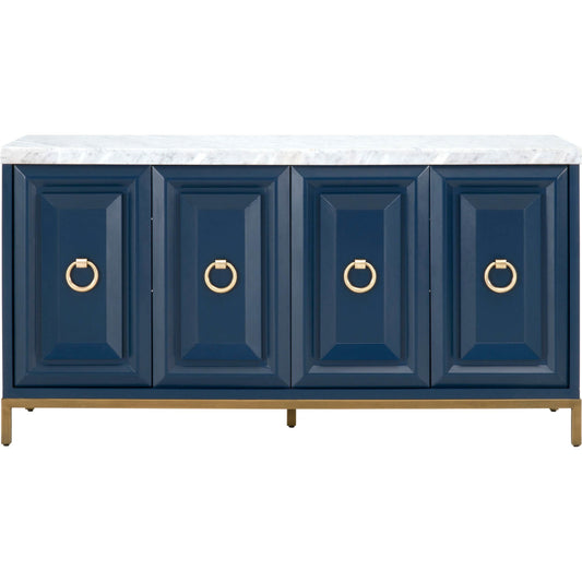 Azure Carrera Media Sideboard by Essentials For Living. Made from solid acacia, mdf, marble veneer, metal in a traditional style.