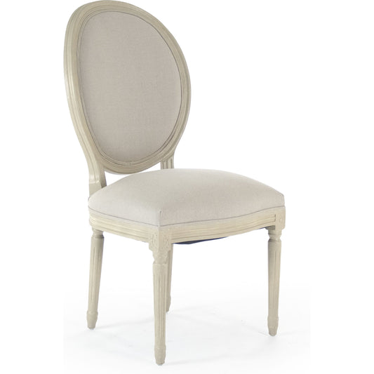 001 S-337607 | Primary Silo | Louis Chair by Zentique in natural linen and gray oak. Made from grey birch in a traditional style.