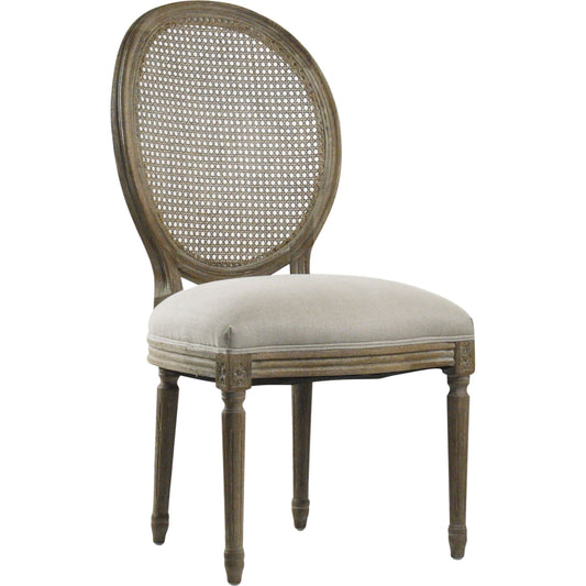 Medallion Cane Side Chair by Zentique in natural linen. Made from unique in a traditional style.