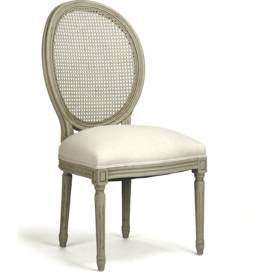 Medallion Cane Side Chair by Zentique in natural linen. Made from unique in a traditional style.