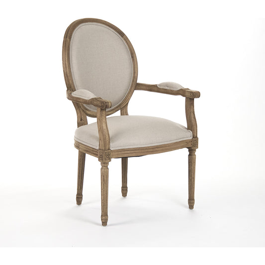 001 S-337778 | Primary Silo | Medallion Linen Arm Chair by Zentique. Made from unique in a traditional style.