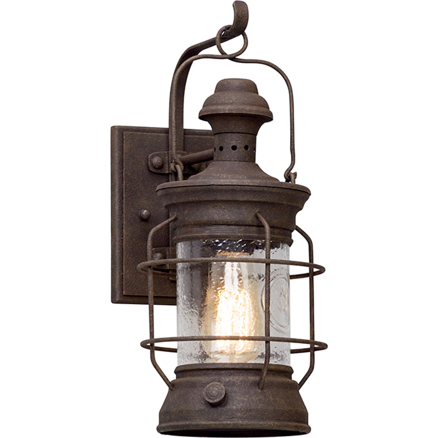 001 S-314209 | Additional Silo | Atkins Wall Lantern by Troy in centennial rust. Made from hand-worked iron in a rustic style.