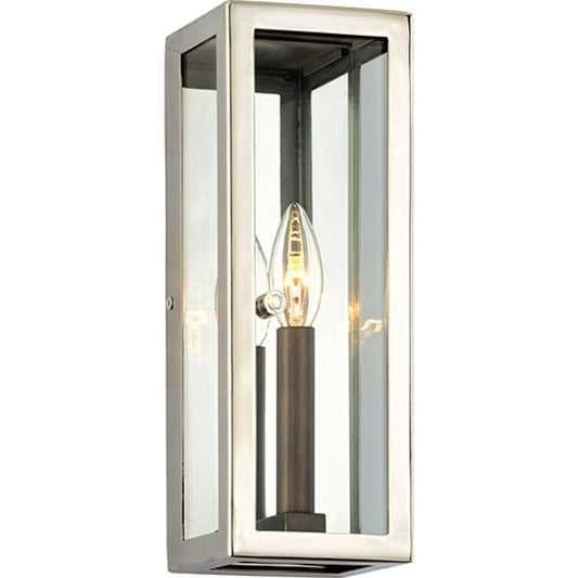 Morgan Wall Light by Troy in bronze with polished stainless. Made from stainless steel in a modern style.