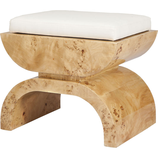 Biggs Stool by Worlds Away in natural oak. Made from wood veneer, hardwood solids, mdf, plywood, foam, fabric in a eclectic & global style.