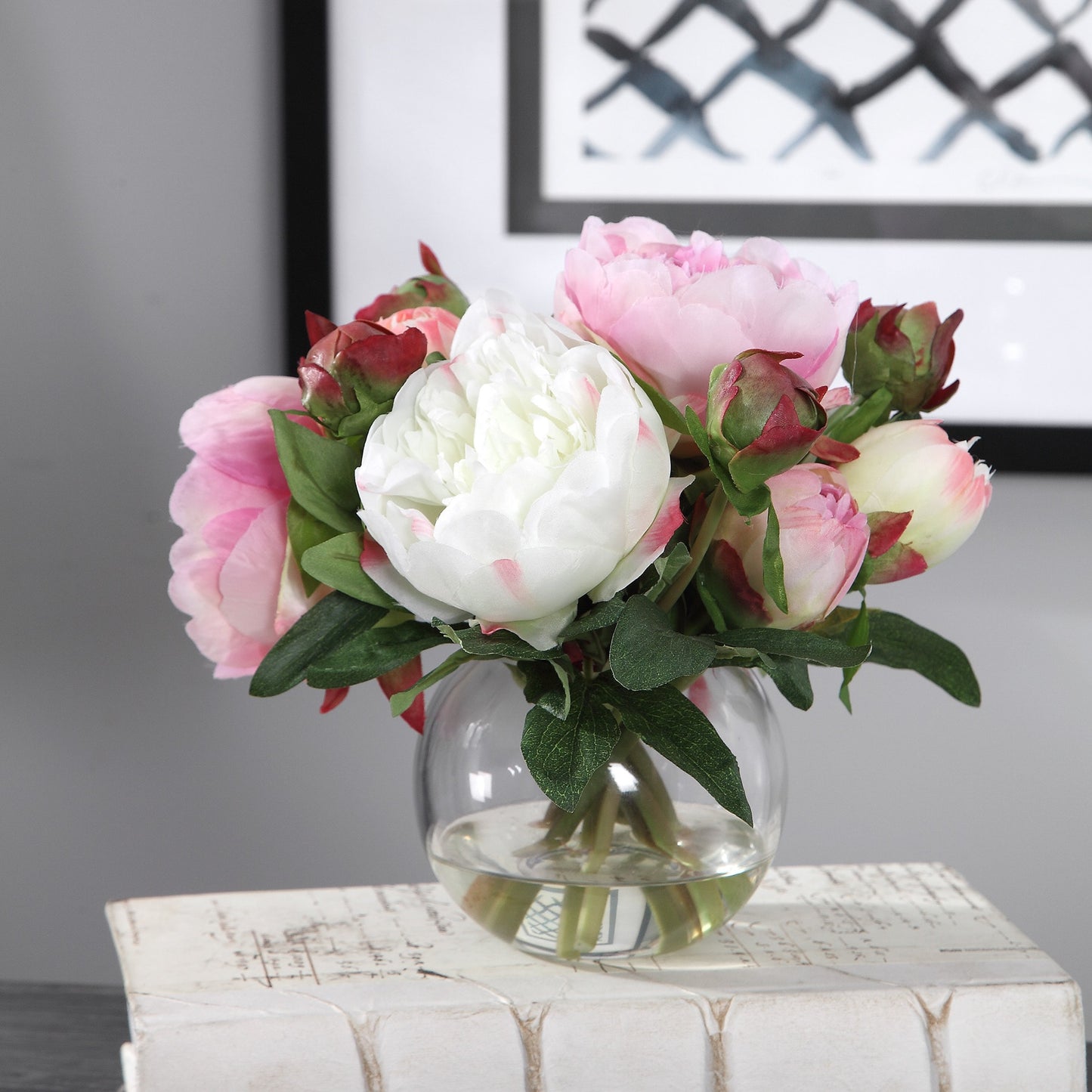 003 SR-389109 | Additional Silo | Blaire Peony Bouquet by Uttermost. Made from polyester, plastic, iron, glass in a modern style.