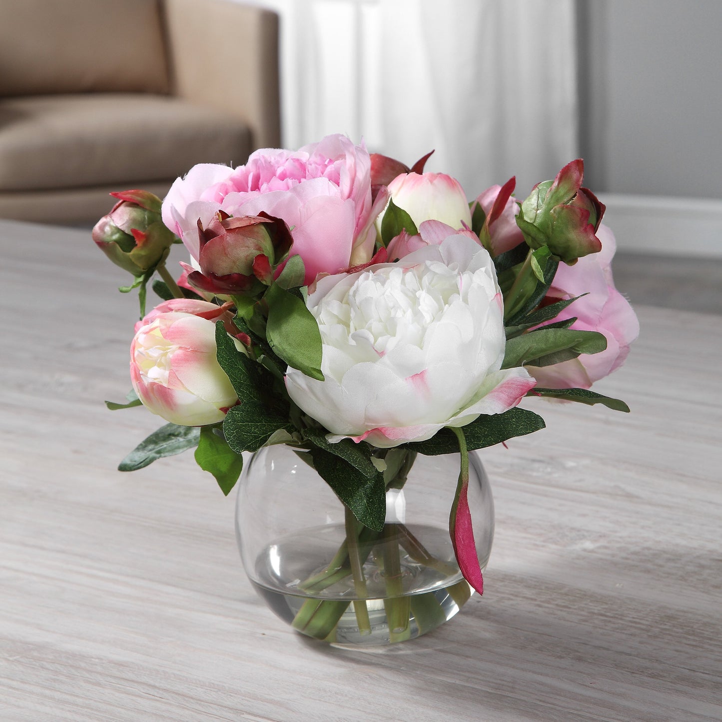005 SR-389109 | Additional Silo | Blaire Peony Bouquet by Uttermost. Made from polyester, plastic, iron, glass in a modern style.