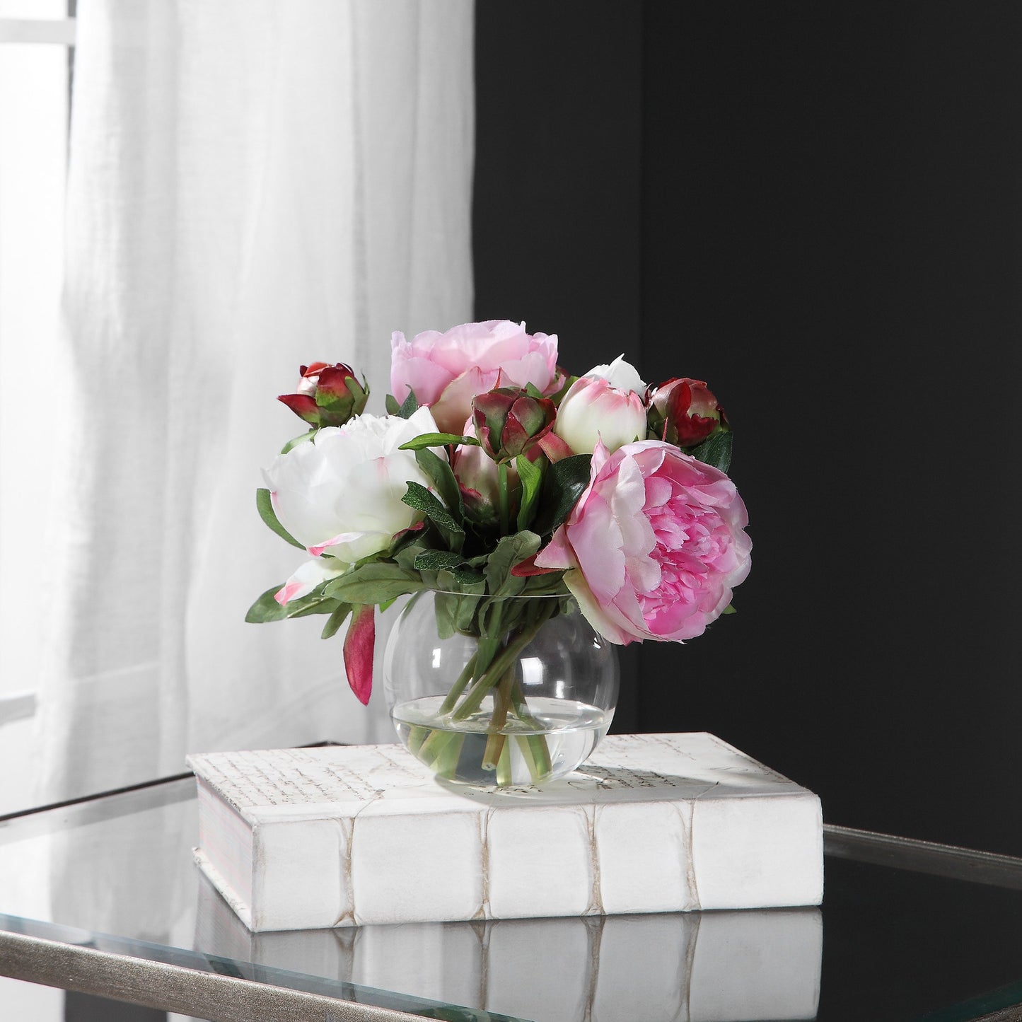 006 SR-389109 | Additional Silo | Blaire Peony Bouquet by Uttermost. Made from polyester, plastic, iron, glass in a modern style.