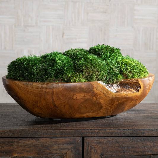 Kinsale Centerpiece by Uttermost. Made from teak, preserved moss, foam in a modern style.