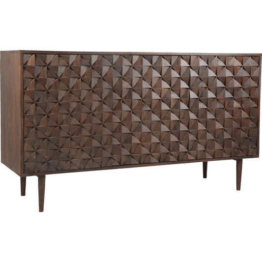Pablo 3 Door Sideboard by Moe's Home Collection in dark brown. Made from solid sheesham wood in a modern style.