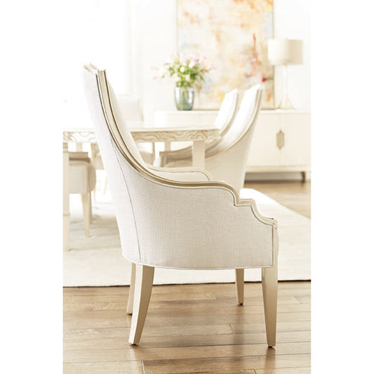 High Back Arm Chair by Caracole in taupe and blush taupe. Made from birch in a transitional style.
