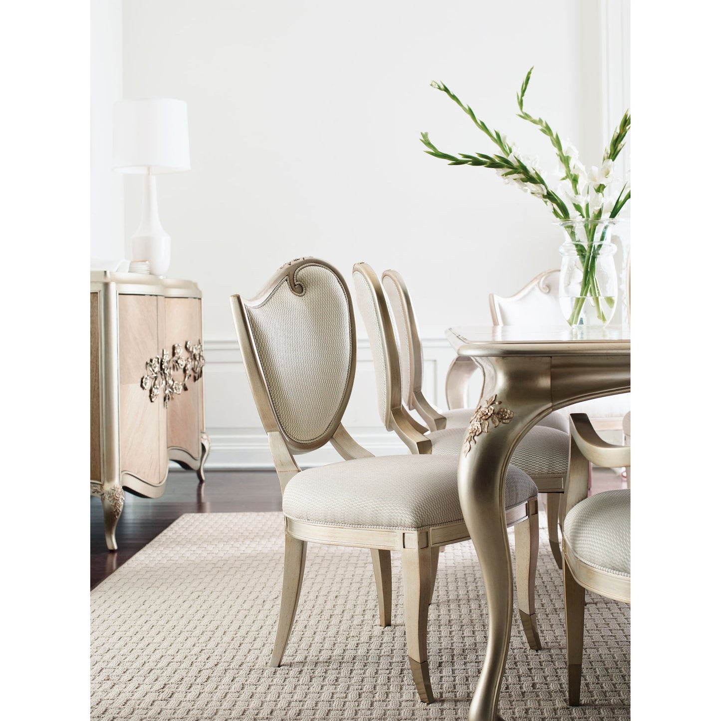 013 SR-837334 | Lifestyle | Side Chair (Set of 2) by Caracole in champagne mist and champagne mist. Made from asian hardwood in a transitional style.