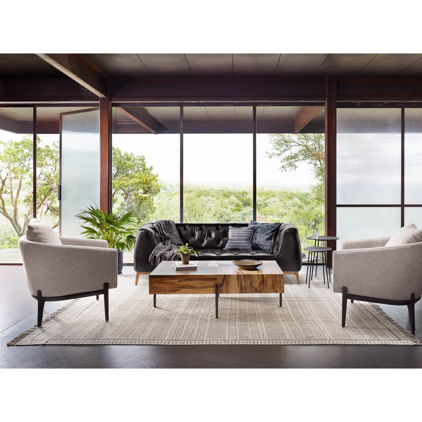 012 S-338890 | Lifestyle | Copeland Chair by Four Hands in orly natural and black oak. Made from 100% polyester, solid oak in a transitional style.