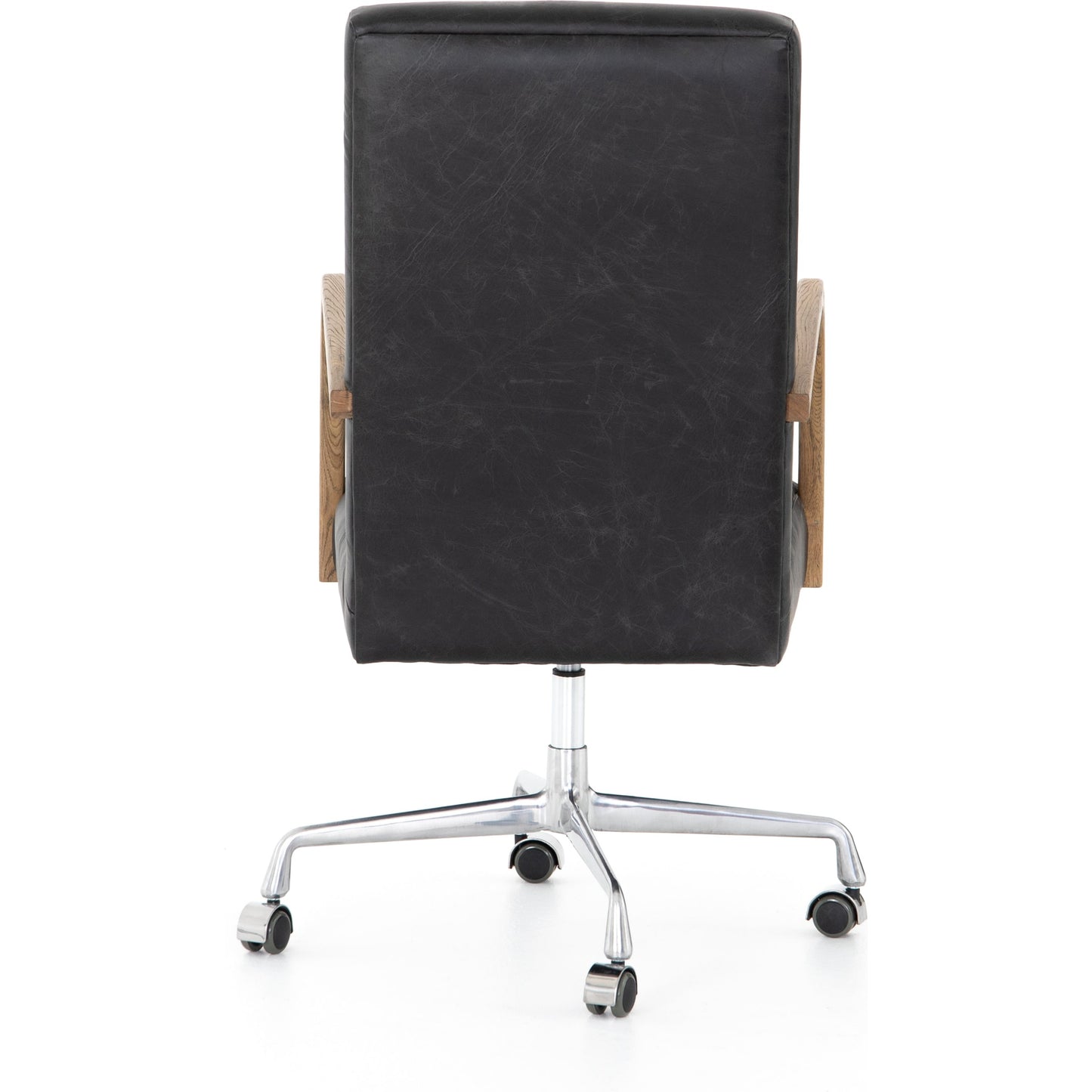 002 SR-809833 | Additional Silo | Bryson Channeled Desk Chair by Four Hands in durango smoke and toasted nettlewood, stainless steel. Made from top grain leather, stainless steel, solid nettlewood in a modern style.