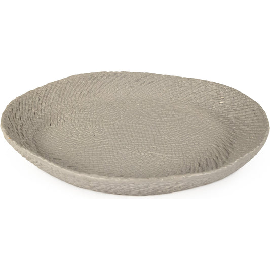 Cross Weave Platter by Zentique in matte cool grey and ceramic. Made from ceramic in a cottage & farmhouse style.