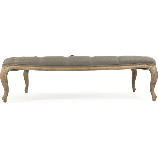 Maison Ottoman by Zentique in gray linen and limed gray oak. Made from limed grey oak in a traditional style.