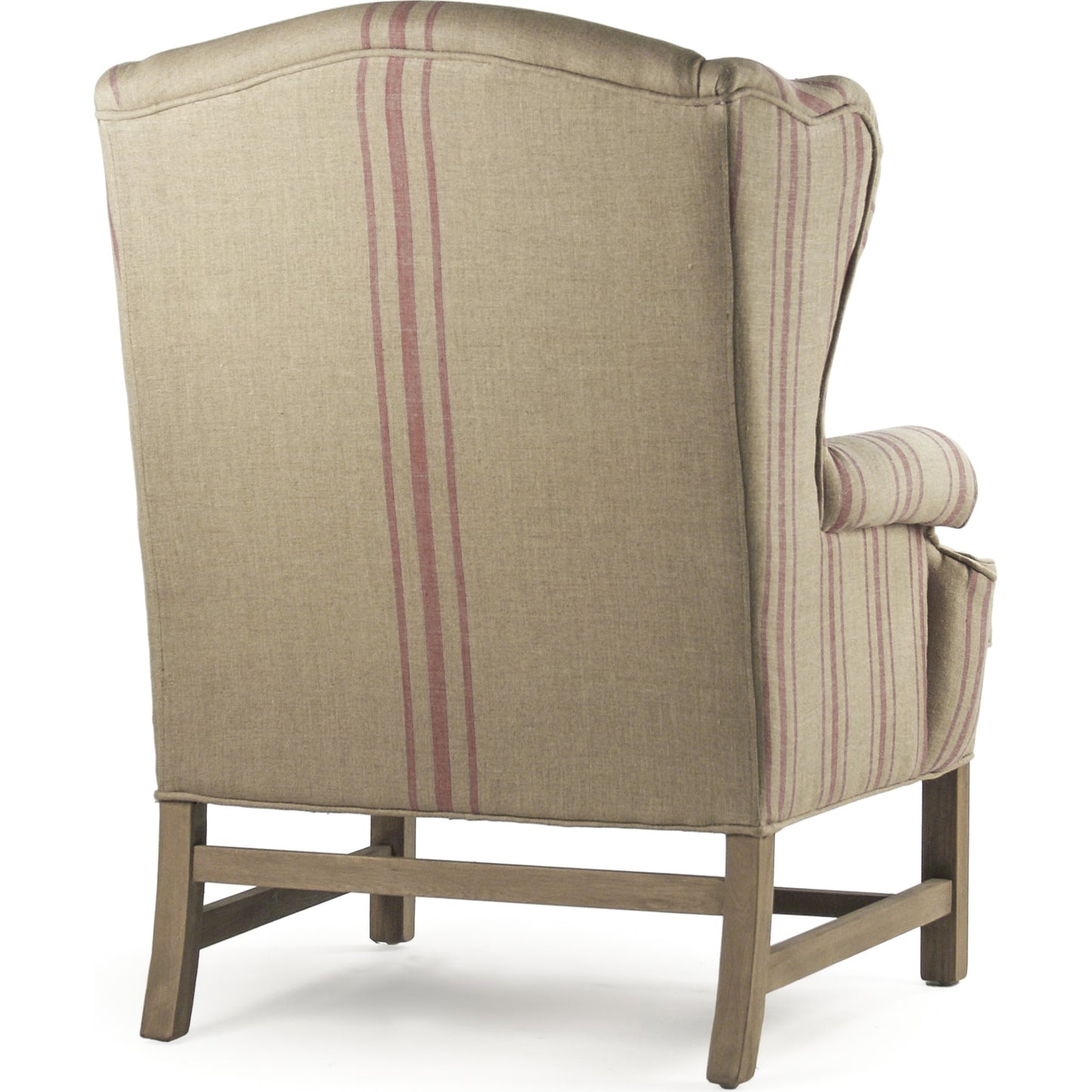 004 S-337126 | Additional Silo | Fabien Club Chair by Zentique in english khaki linen with red stripe and reclaimed oak. Made from reclaimed oak in a cottage & farmhouse style.