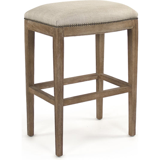 001 S-336934 | Primary Silo | Cora Bar Stool by Zentique in beige natural polyester and limed gray oak. Made from limed grey oak in a modern style.