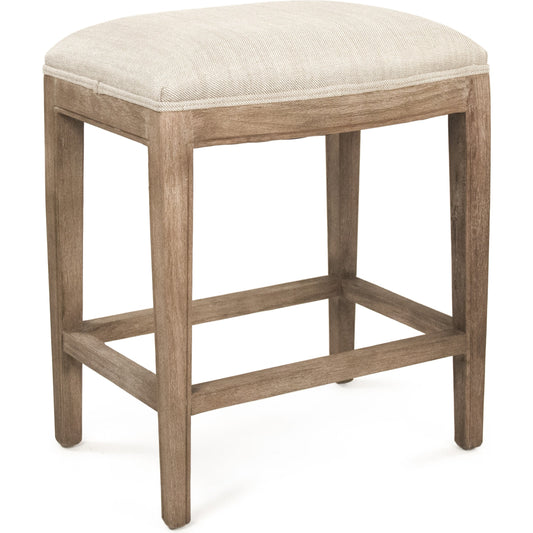Cora Counter Stool by Zentique in oatmeal and limed gray oak. Made from limed grey oak in a transitional style.
